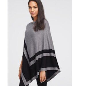 Ann Taylor Black Gray Stripes Poncho Size XS/S